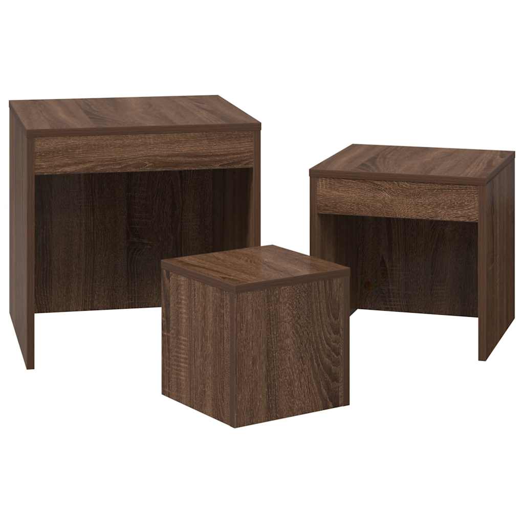 Tables gigognes 3 pcs Chêne marron Bois d'ingénierie - XIOS