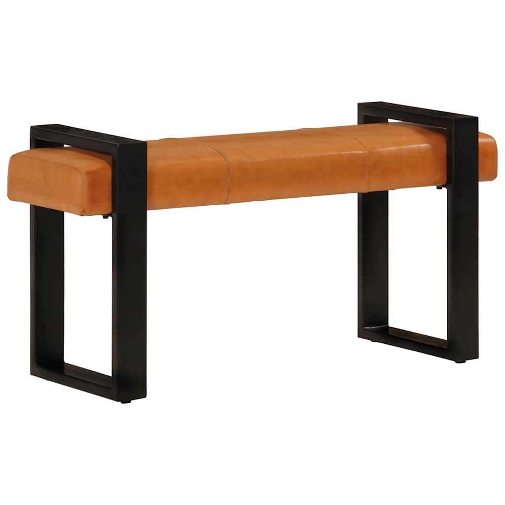 Banc Noir et marron 110 cm Cuir de chèvre véritable - XIOS