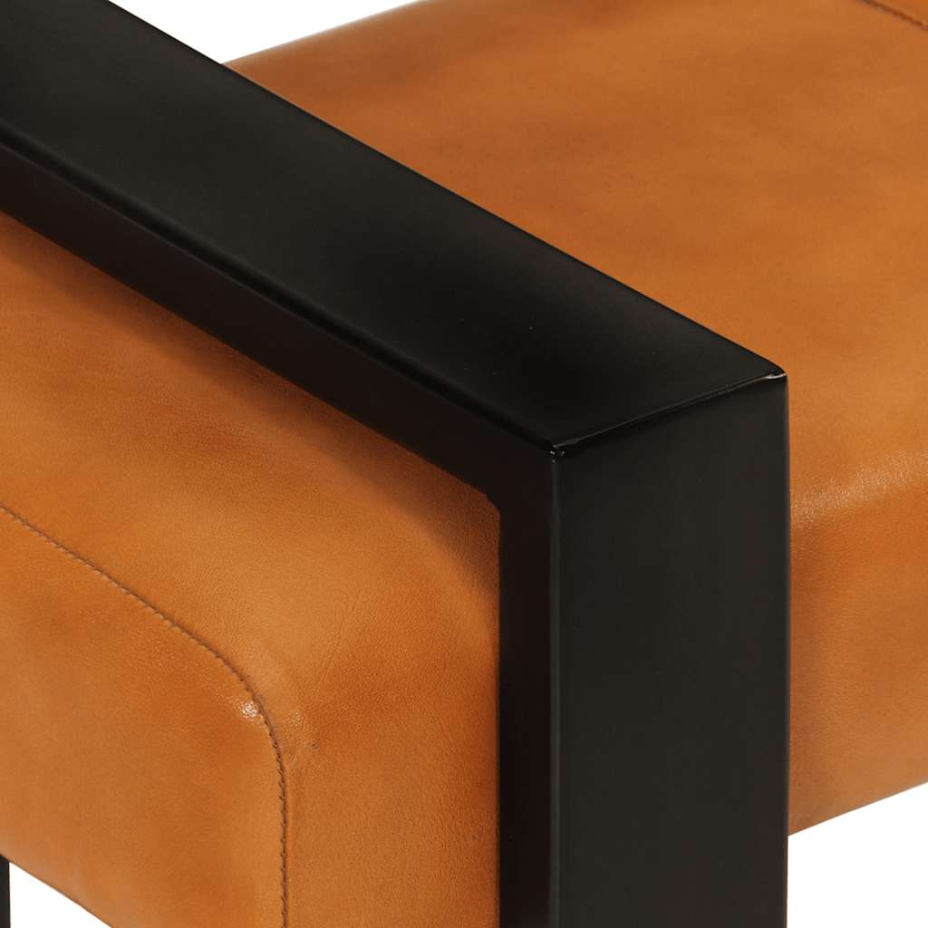 Banc Noir et marron 110 cm Cuir de chèvre véritable - XIOS
