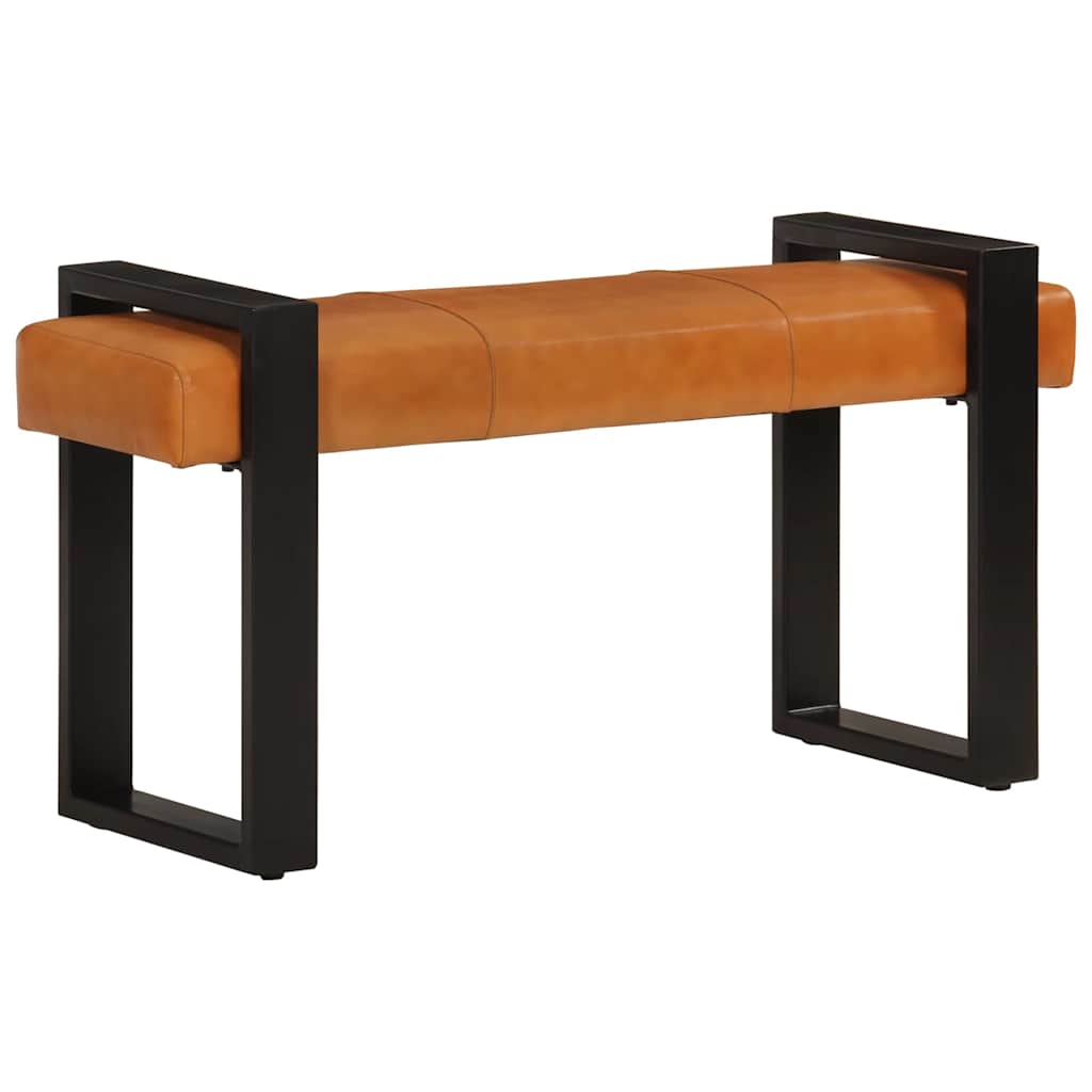 Banc Noir et marron 110 cm Cuir de chèvre véritable - XIOS