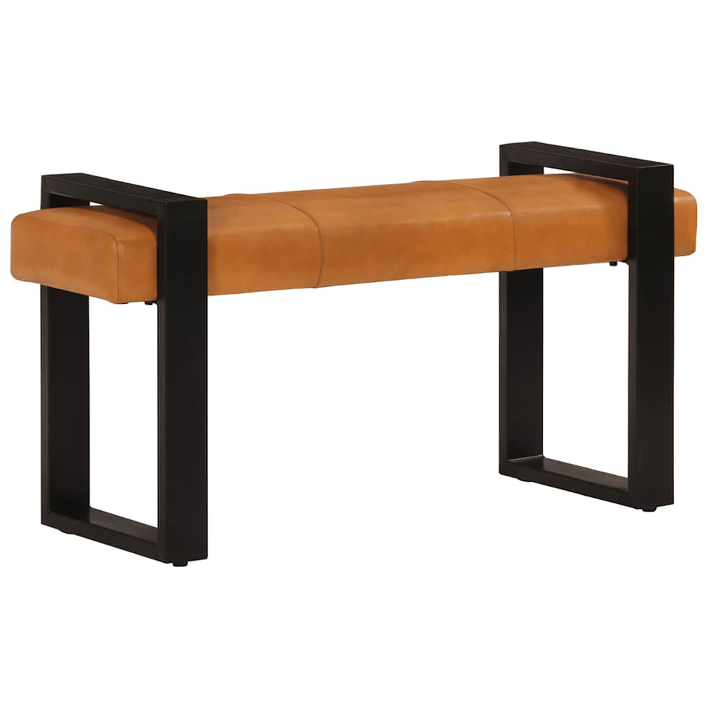 Banc Noir et marron 110 cm Cuir de chèvre véritable - XIOS