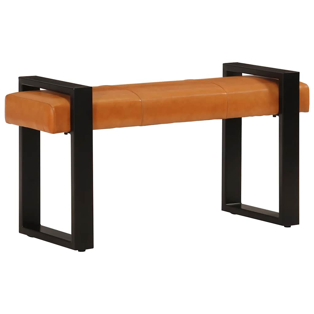 Banc Noir et marron 110 cm Cuir de chèvre véritable - XIOS