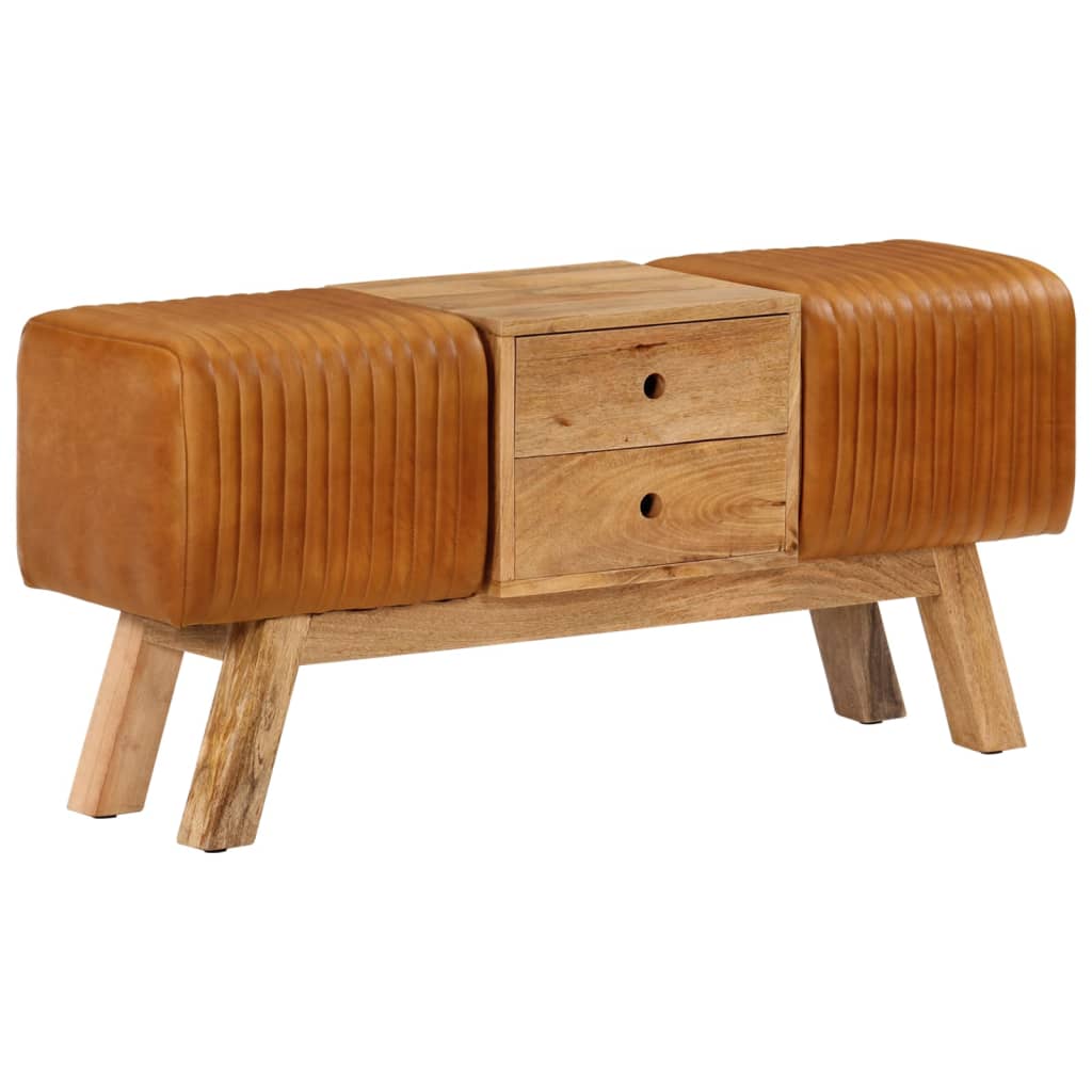 Banc de bok Marron 107 cm Cuir de chèvre véritable - XIOS