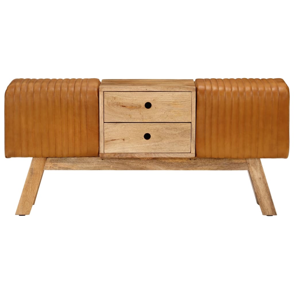 Banc de bok Marron 107 cm Cuir de chèvre véritable - XIOS