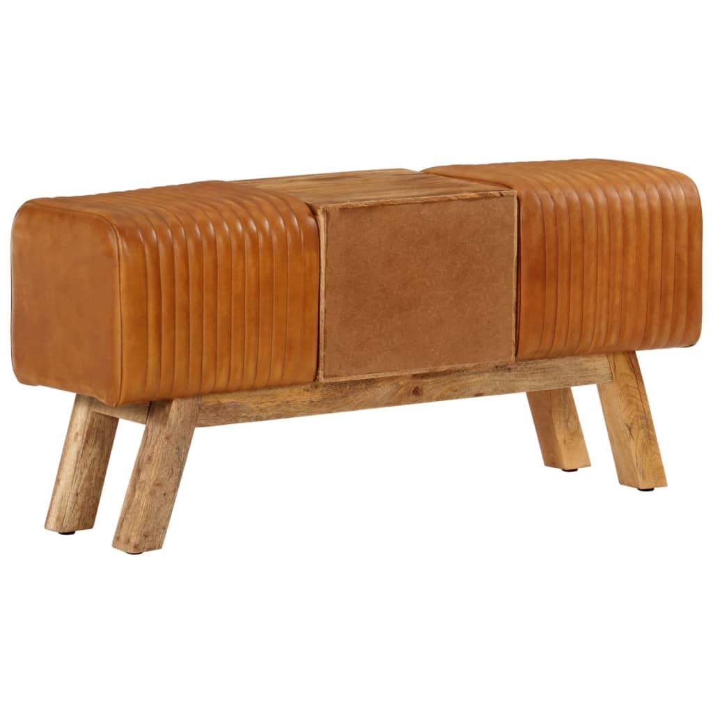 Banc de bok Marron 107 cm Cuir de chèvre véritable - XIOS