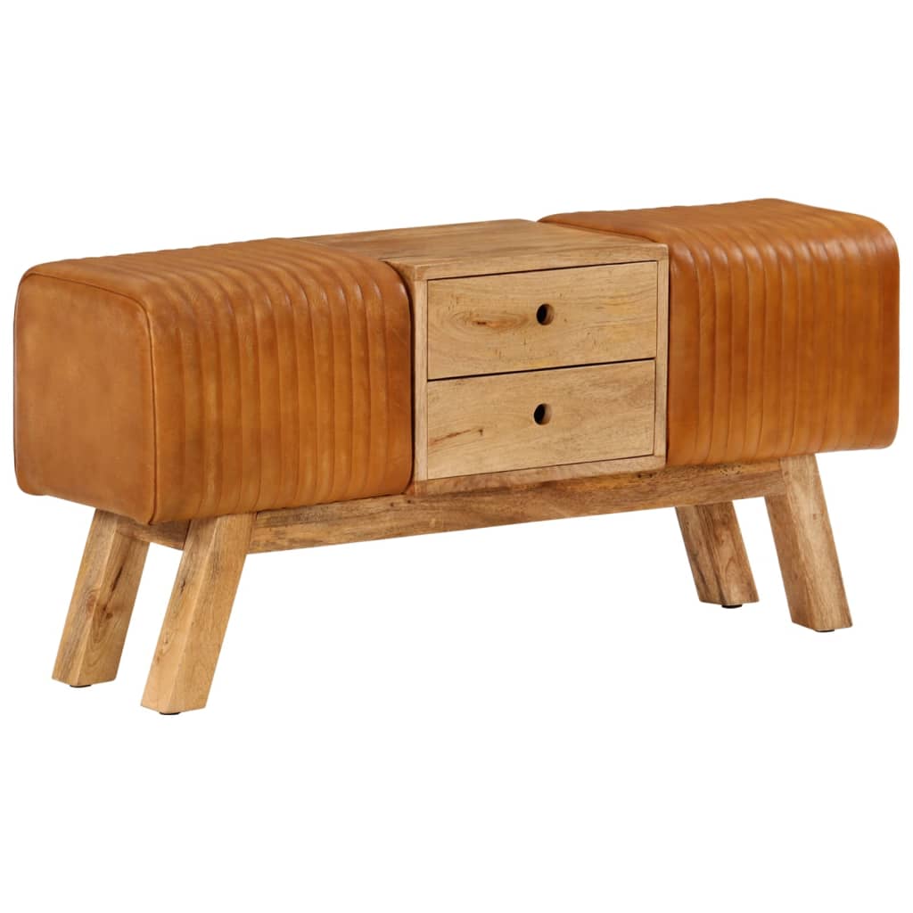 Banc de bok Marron 107 cm Cuir de chèvre véritable - XIOS