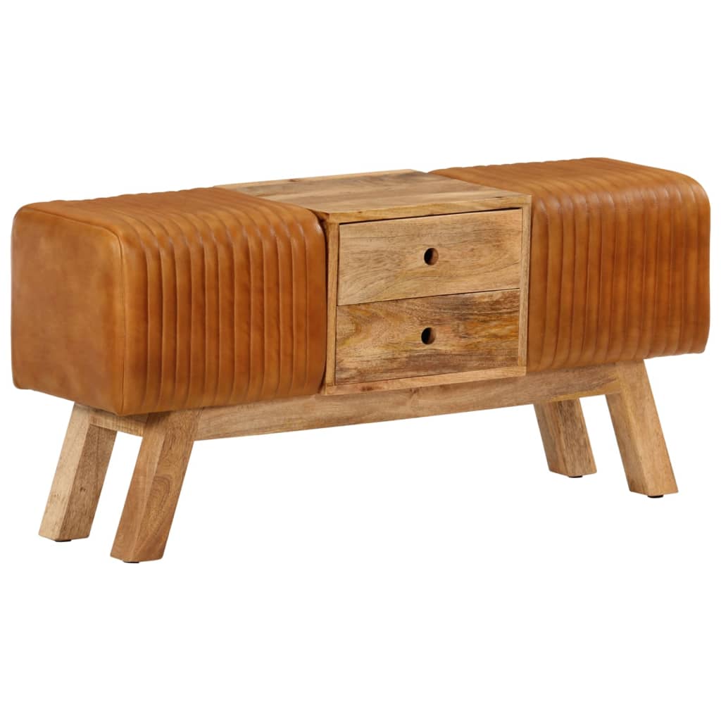 Banc de bok Marron 107 cm Cuir de chèvre véritable - XIOS