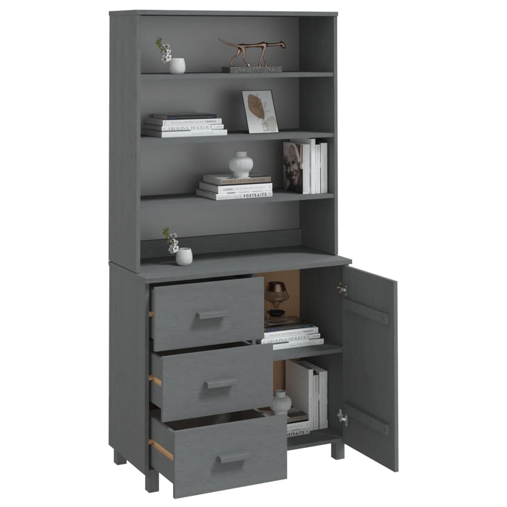 Buffet HAMAR Bois massif de pin Gris foncé - XIOS