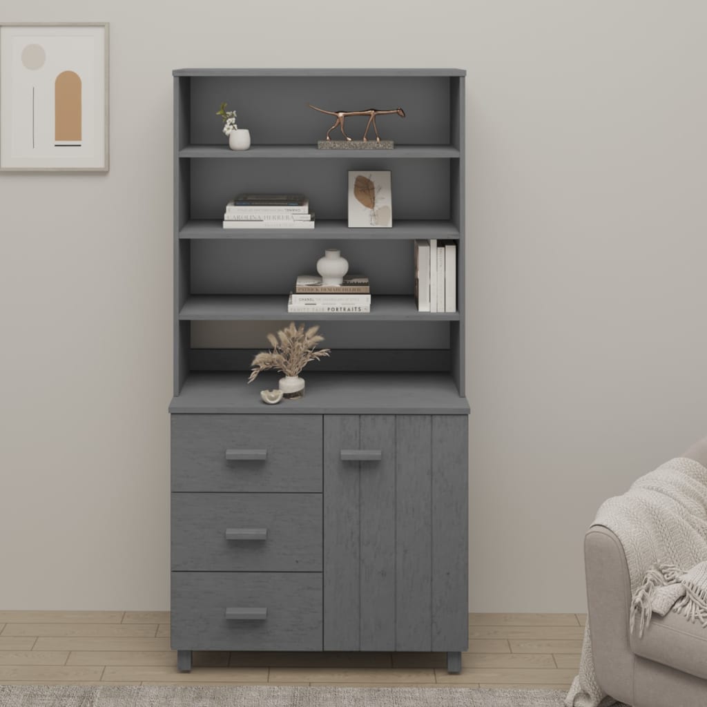 Buffet HAMAR Bois massif de pin Gris foncé - XIOS