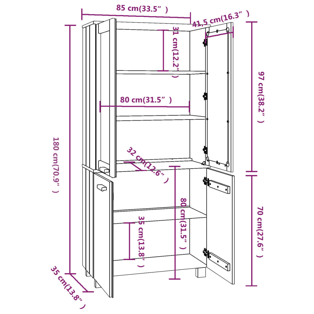 Buffet HAMAR Bois massif de pin Blanc - XIOS