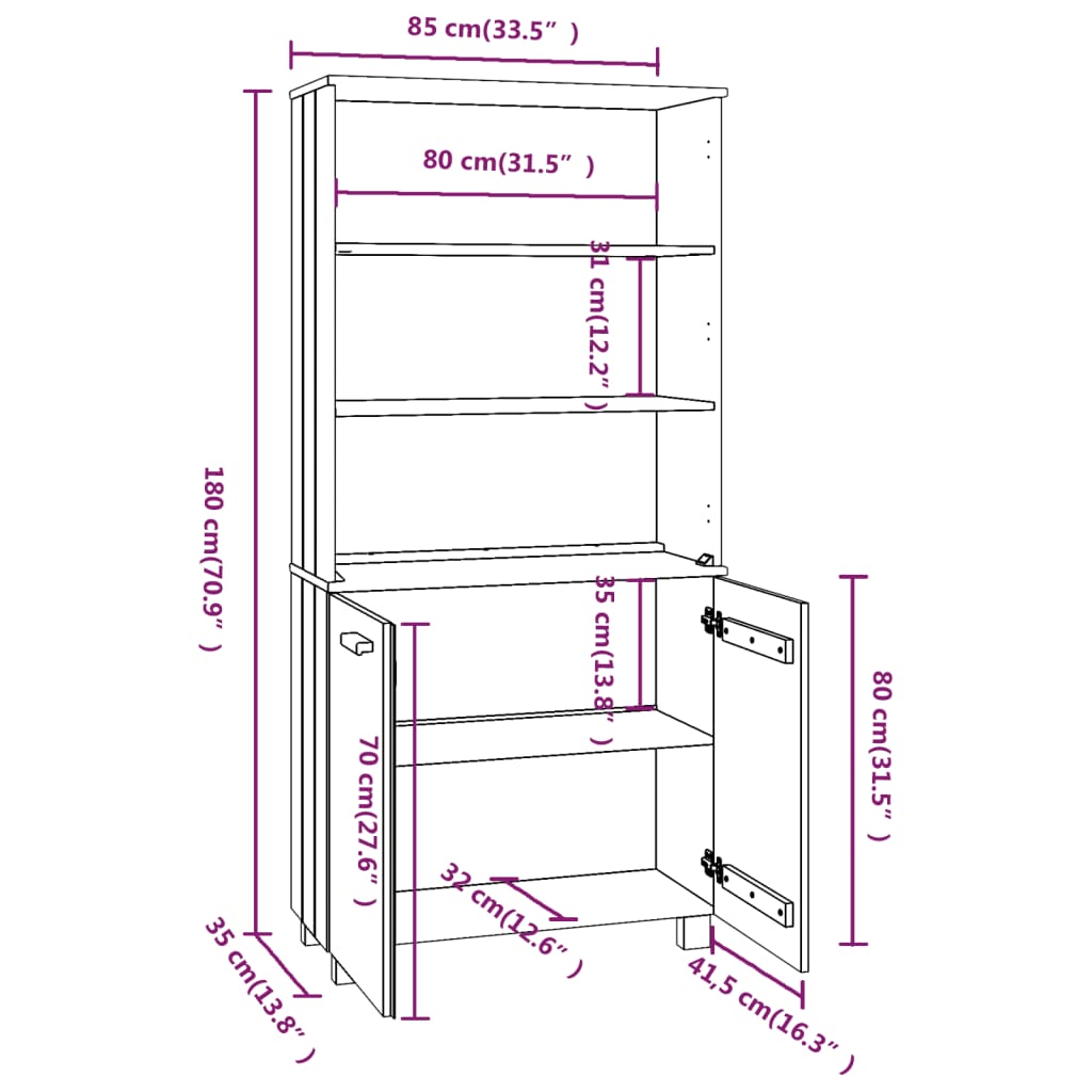 Buffet HAMAR Bois massif de pin Marron miel - XIOS