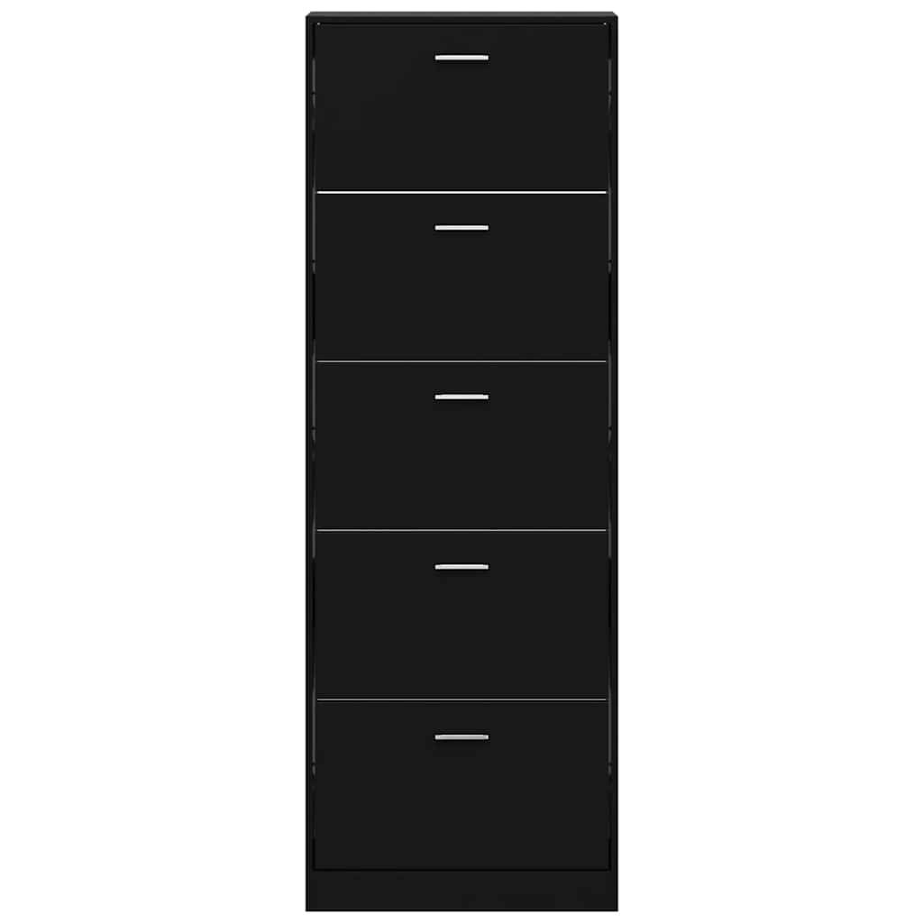 Armoire à chaussures Noir 59x17x169 cm Bois d'ingénierie - XIOS