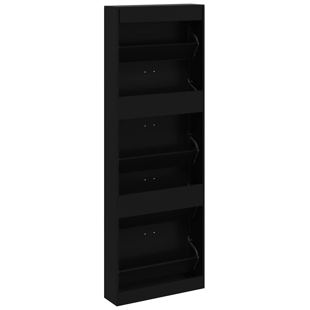 Armoire à chaussures Noir 59x17x169 cm Bois d'ingénierie - XIOS