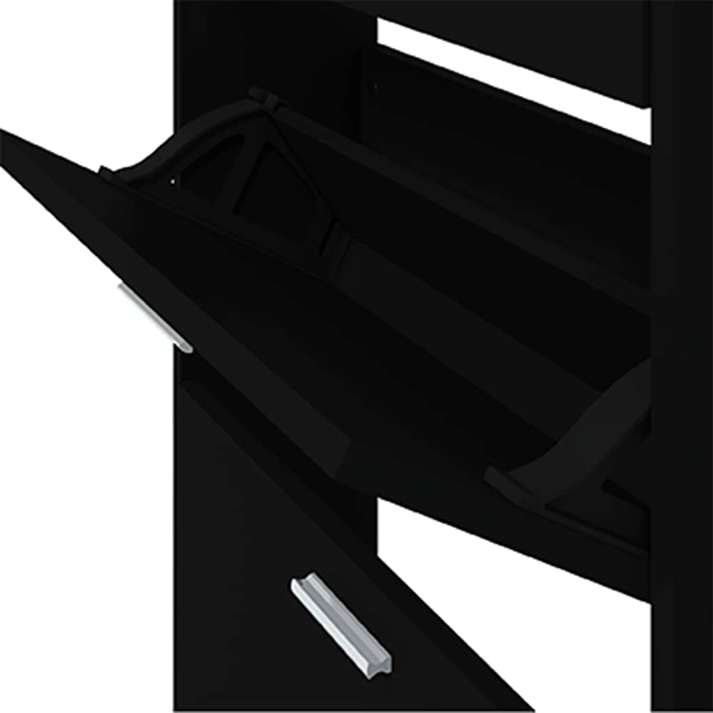 Armoire à chaussures Noir 59x17x169 cm Bois d'ingénierie - XIOS