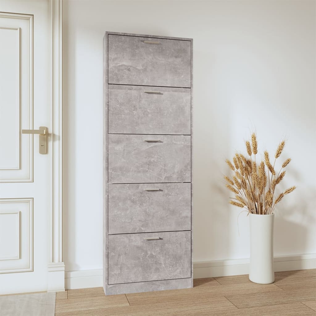 Armoire à chaussures Gris béton 59x17x169 cm Bois d'ingénierie - XIOS