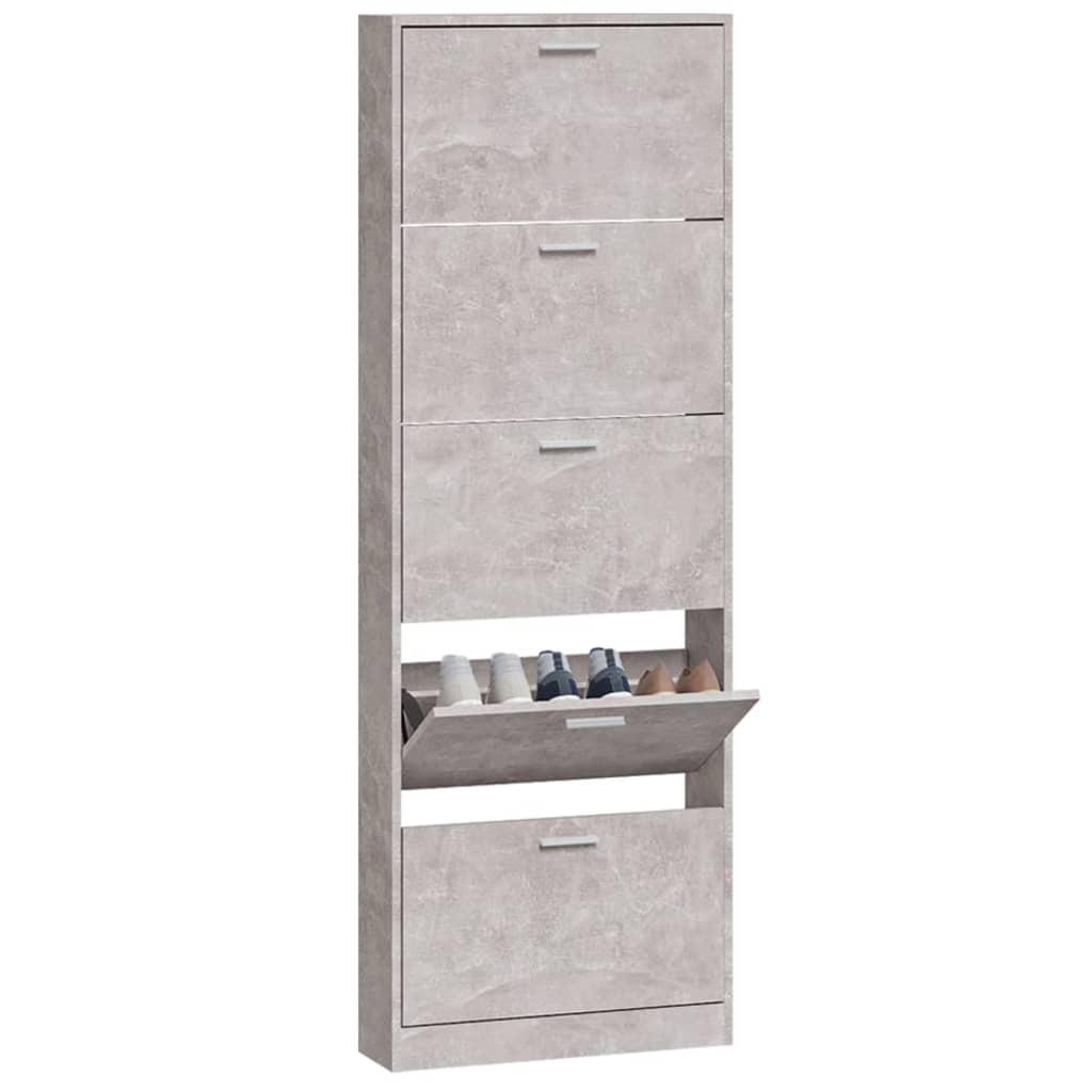 Armoire à chaussures Gris béton 59x17x169 cm Bois d'ingénierie - XIOS