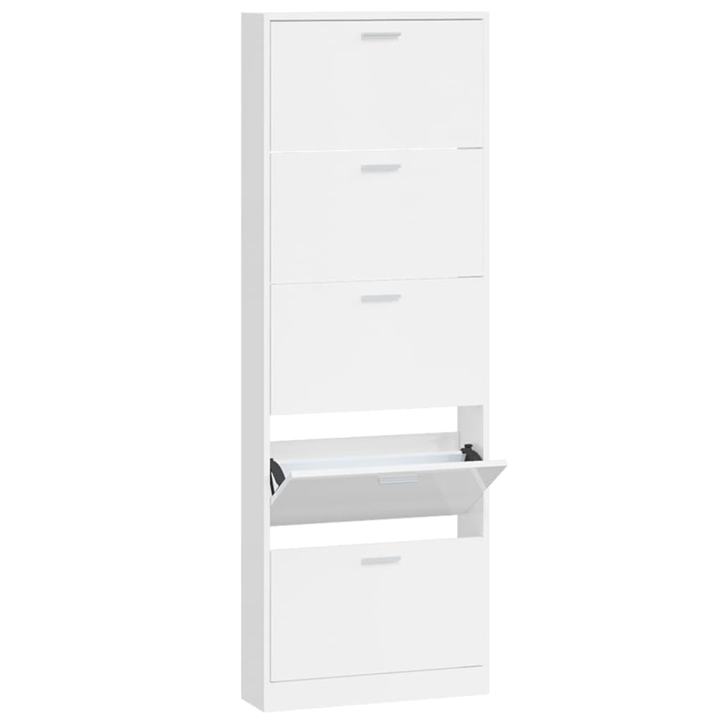 Armoire à chaussure Blanc brillant 59x17x169 cm Bois ingénierie - XIOS