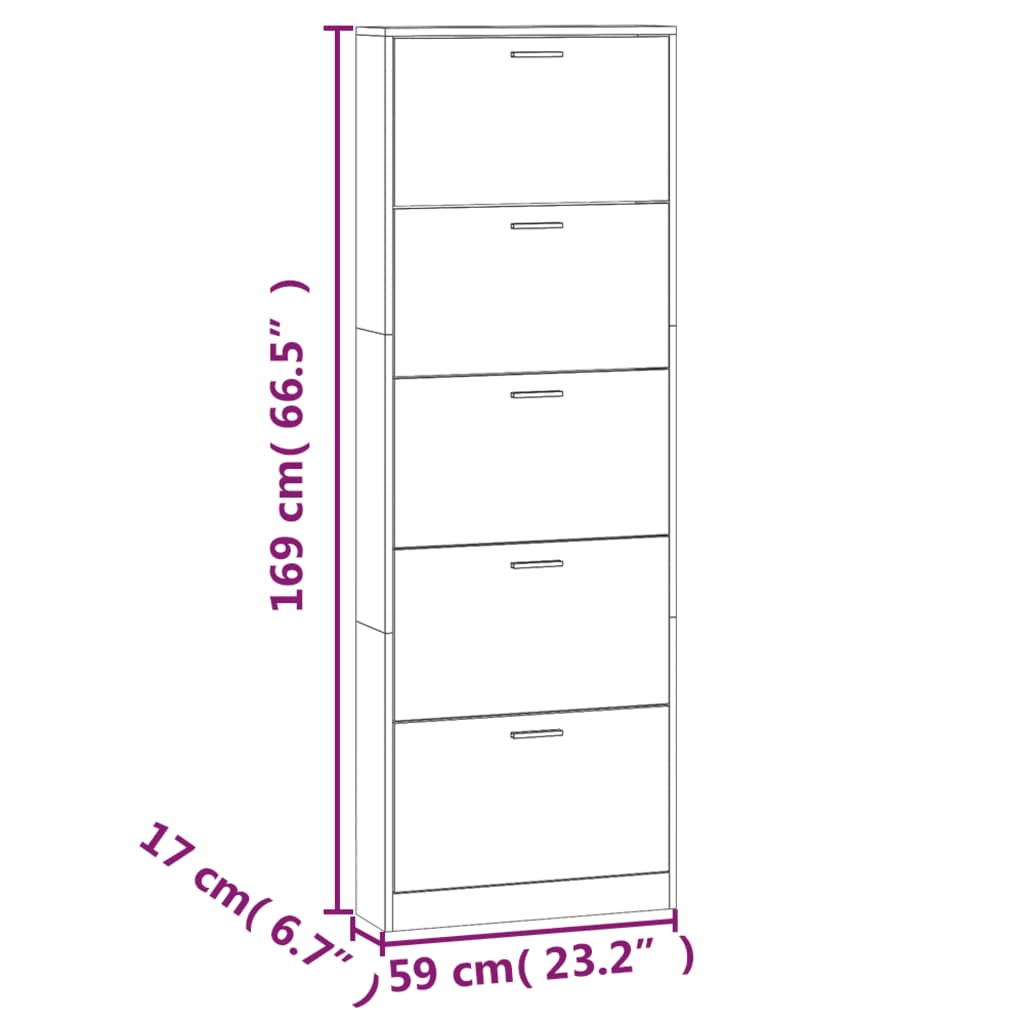 Armoire à chaussures Sonoma gris 59x17x169 cm Bois d'ingénierie - XIOS