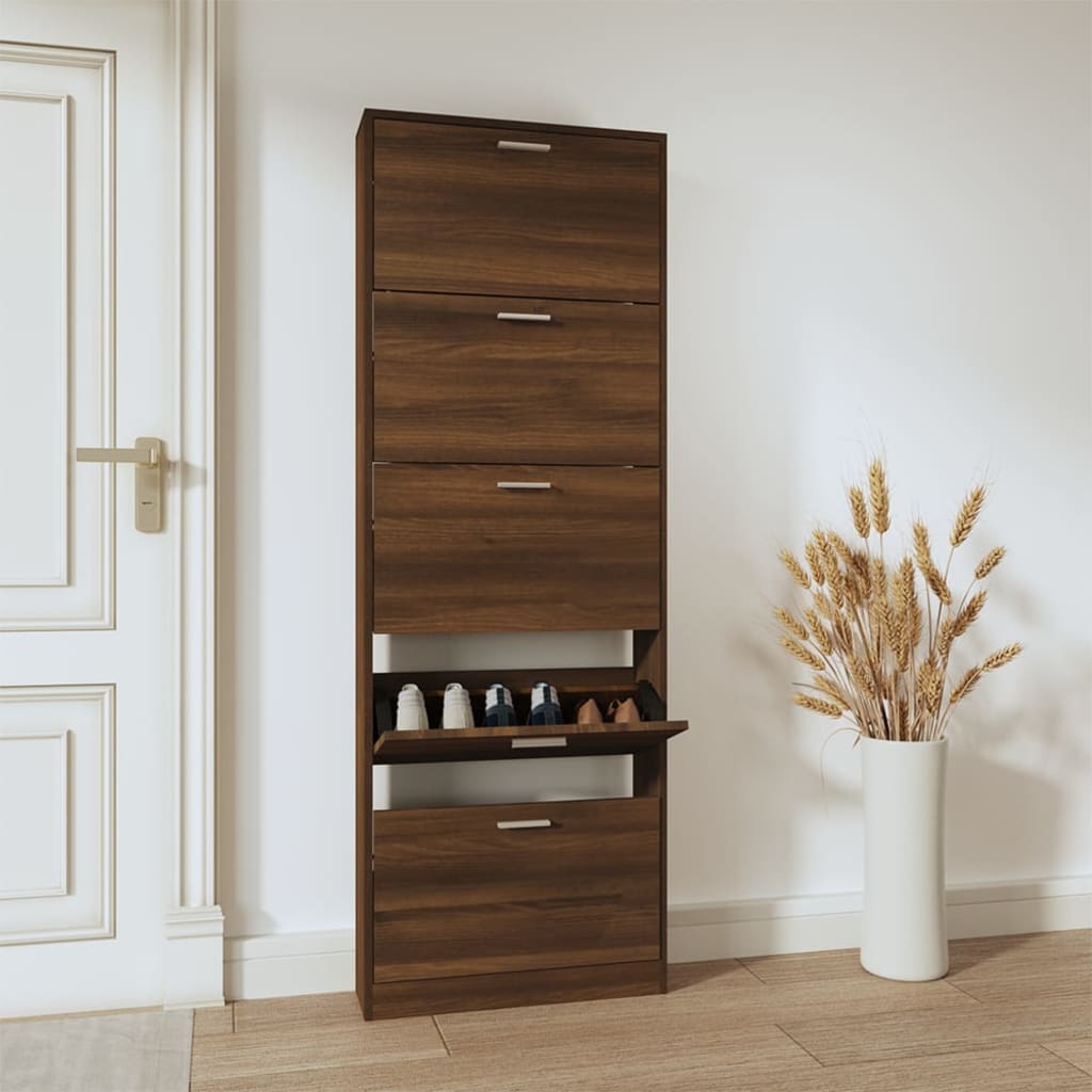 Armoire à chaussures Chêne marron 59x17x169cm Bois d'ingénierie