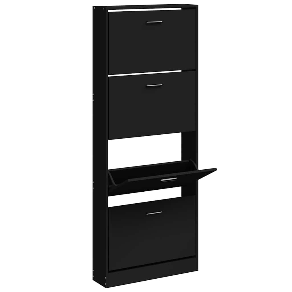 Armoire à chaussures Noir 59x17x150 cm Bois d'ingénierie - XIOS