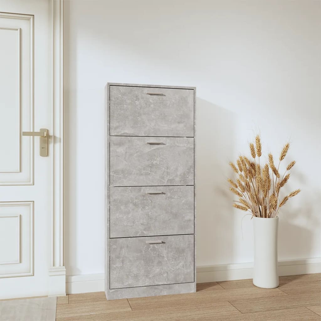 Armoire à chaussures Gris béton 59x17x150 cm Bois d'ingénierie - XIOS