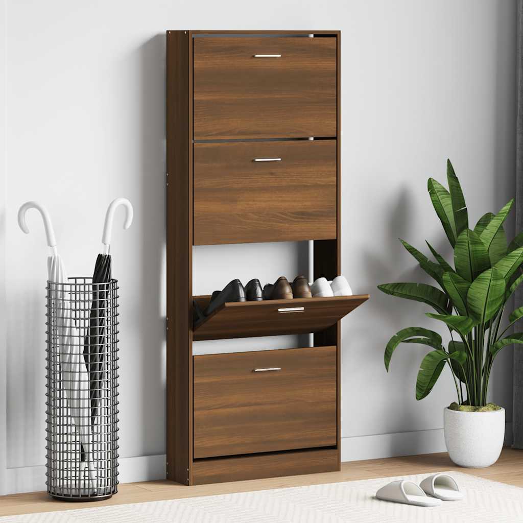 Armoire à chaussures Chêne marron 59x17x150cm Bois d'ingénierie - XIOS
