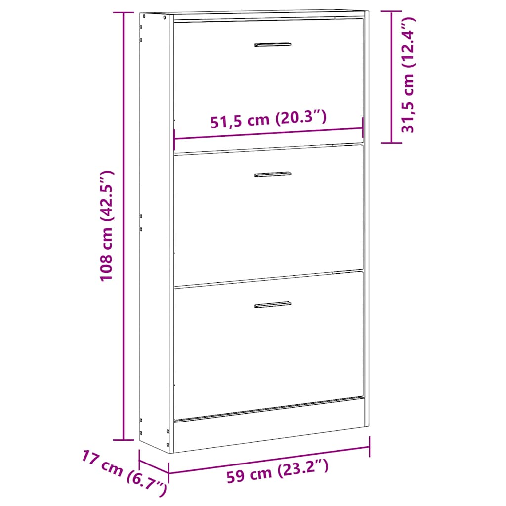 Meuble à chaussures Blanc 59x17x108 cm Bois d'ingénierie - XIOS