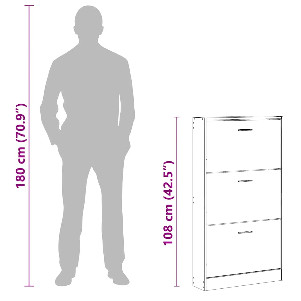 Armoire à chaussures Noir 59x17x108 cm Bois d'ingénierie - XIOS