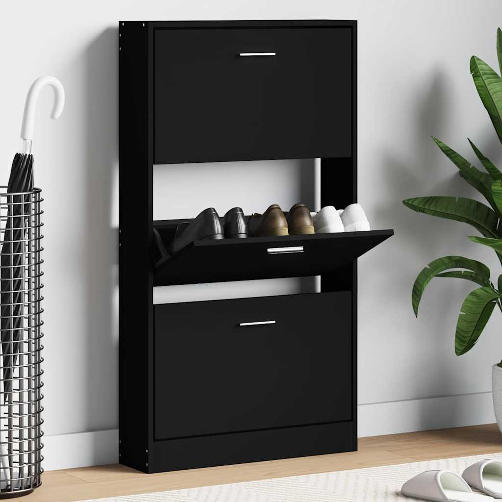 Armoire à chaussures Noir 59x17x108 cm Bois d'ingénierie - XIOS