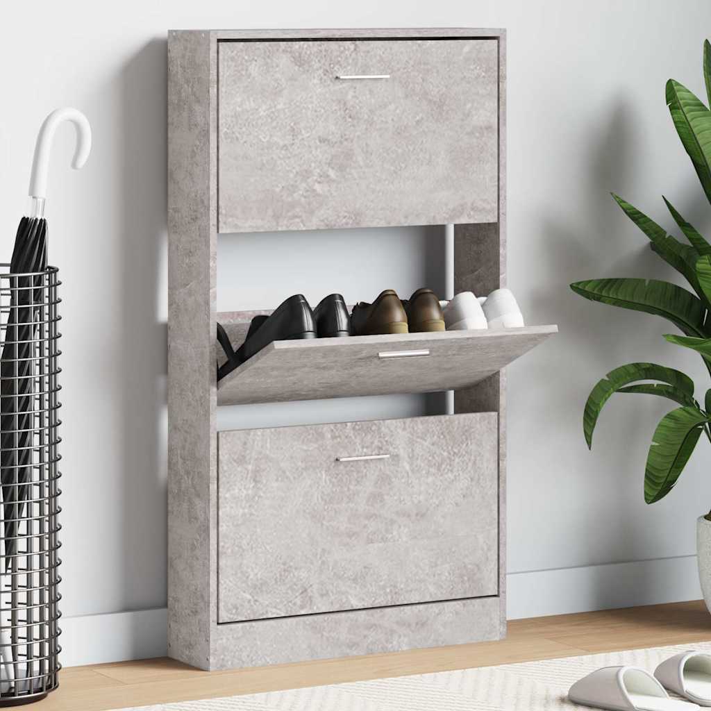 Armoire à chaussures Gris béton 59x17x108 cm Bois d'ingénierie - XIOS