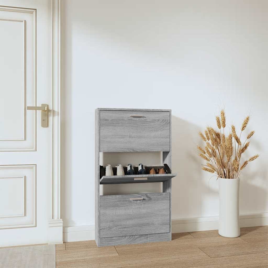 Armoire à chaussures Sonoma gris 59x17x108 cm Bois d'ingénierie - XIOS