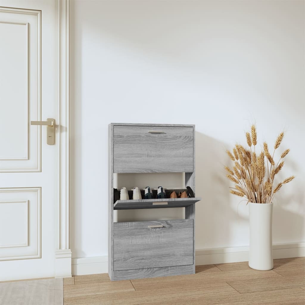 Armoire à chaussures Sonoma gris 59x17x108 cm Bois d'ingénierie - XIOS