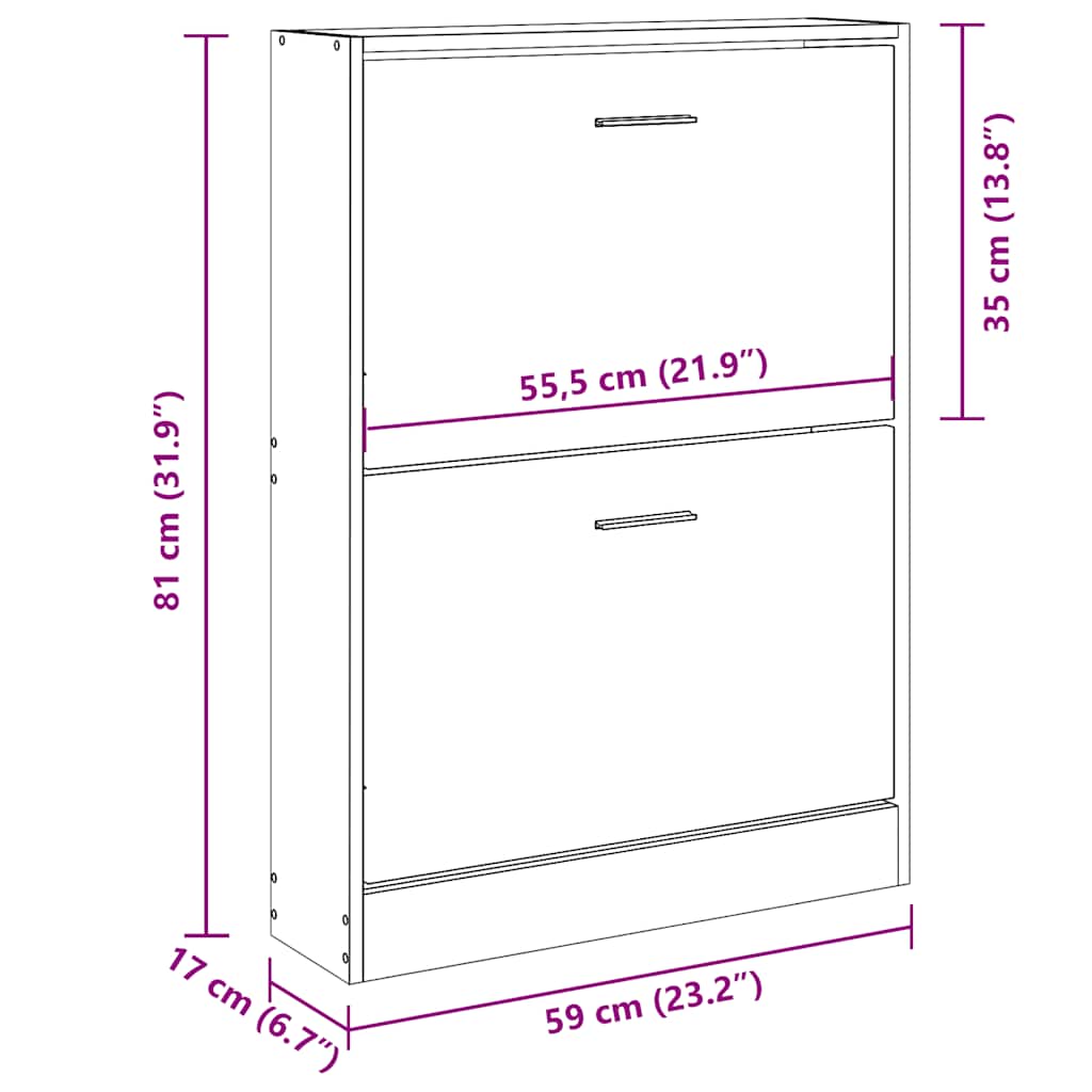Armoire à chaussures Noir 59x17x81 cm Bois d'ingénierie - XIOS