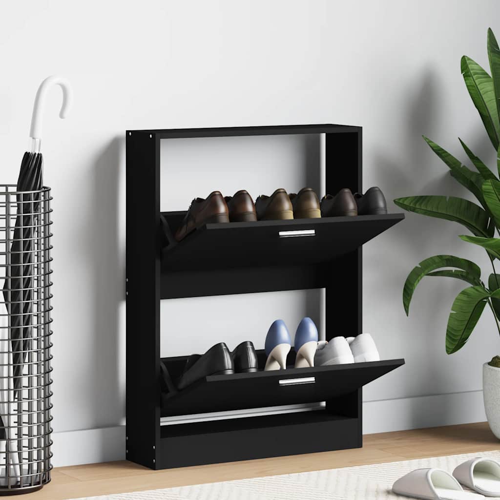 Armoire à chaussures Noir 59x17x81 cm Bois d'ingénierie - XIOS