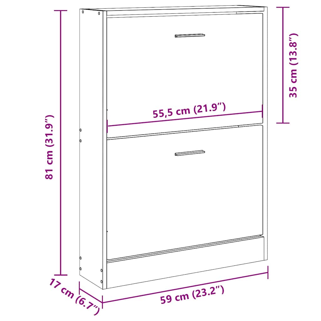 Armoire à chaussures Chêne fumé 59x17x81 cm Bois d'ingénierie - XIOS