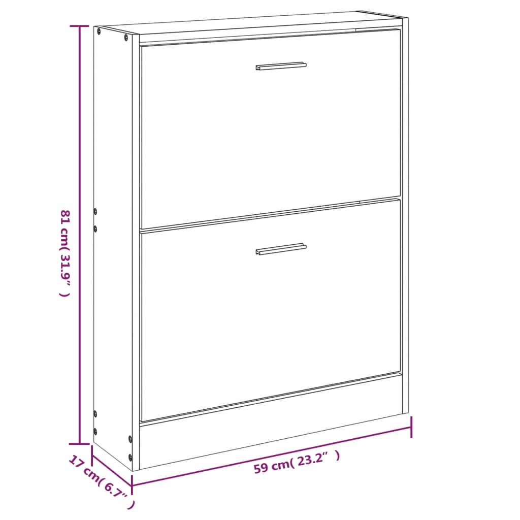 Armoire à chaussures Sonoma gris 59x17x81 cm Bois d'ingénierie - XIOS