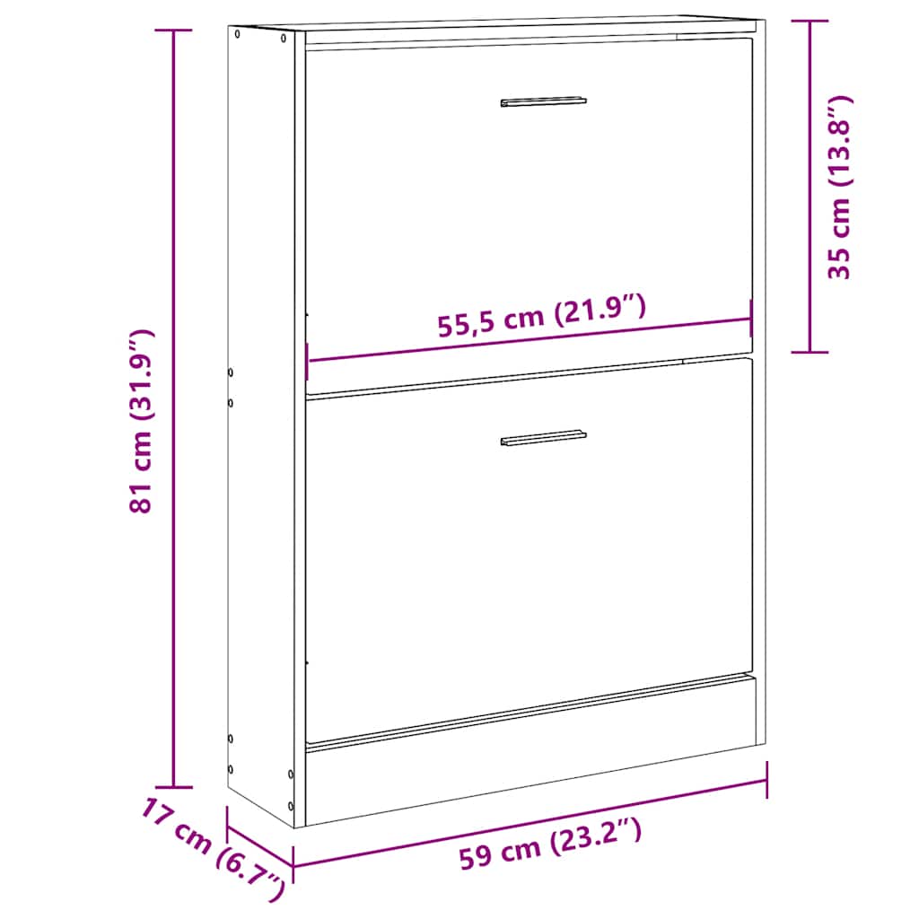 Armoire à chaussures Chêne marron 59x17x81 cm Bois d'ingénierie - XIOS