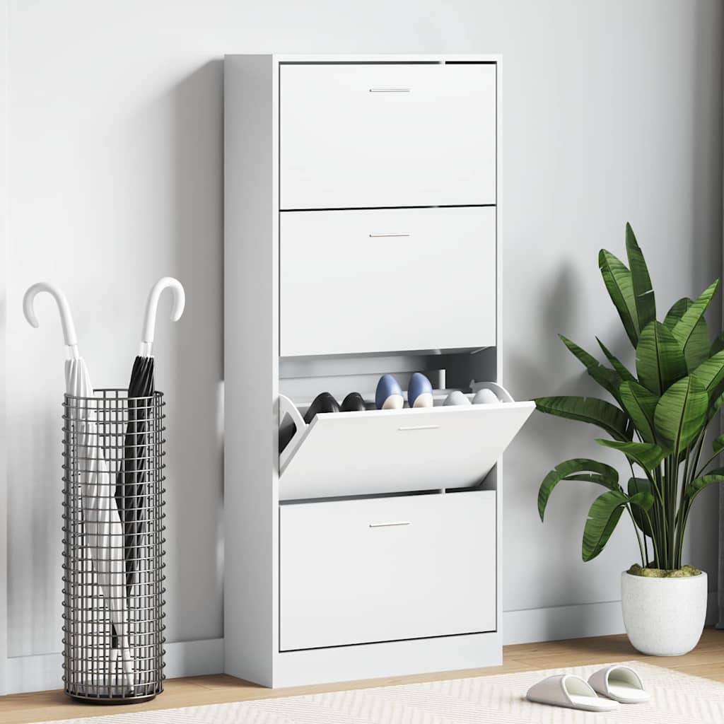 Armoire à chaussures Blanc 63x24x147 cm Bois d'ingénierie - XIOS
