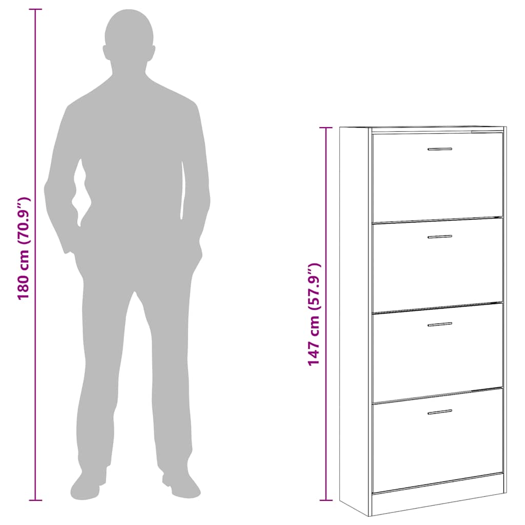 Armoire à chaussures Chêne sonoma 63x24x147cm Bois d'ingénierie - XIOS