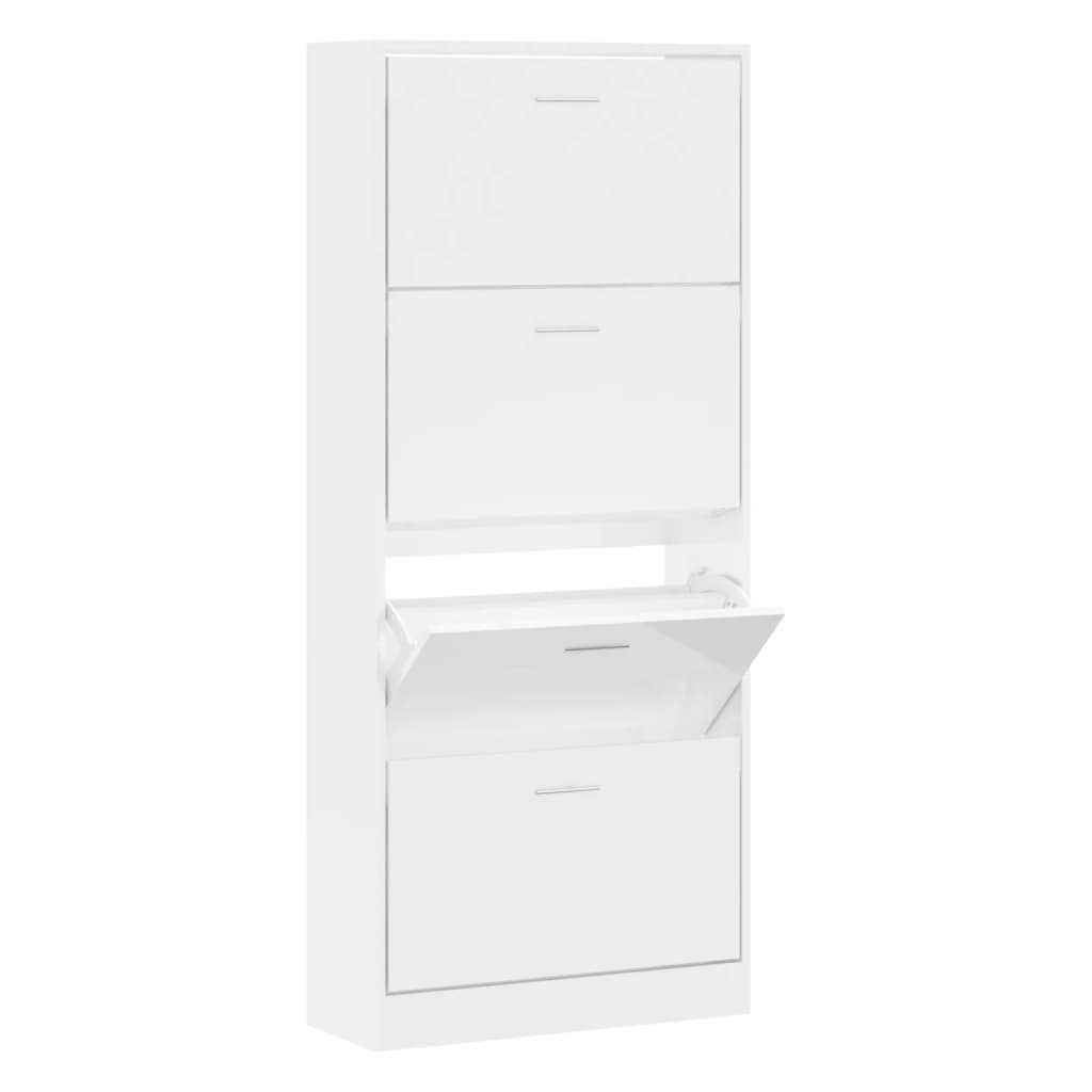 Armoire à chaussure Blanc brillant 63x24x147 cm Bois ingénierie - XIOS