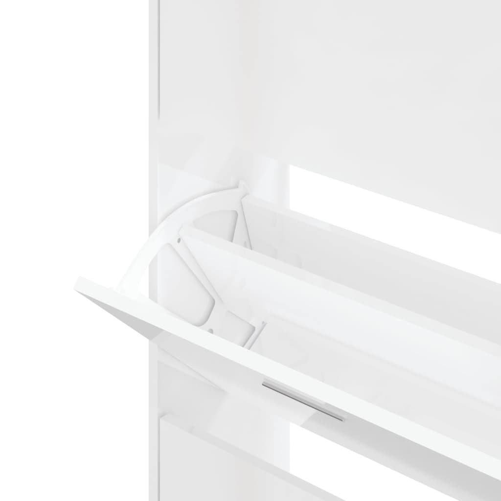 Armoire à chaussure Blanc brillant 63x24x147 cm Bois ingénierie - XIOS