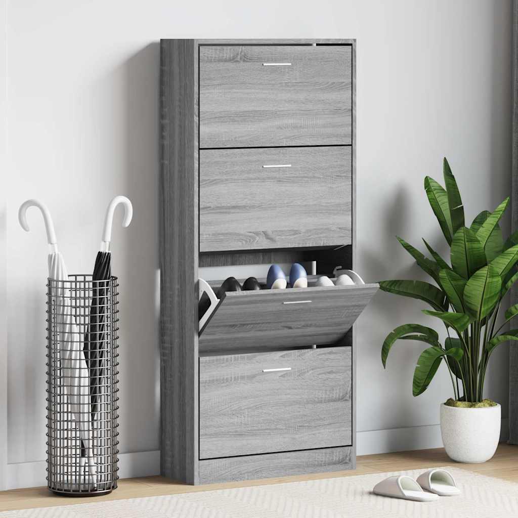 Armoire à chaussures Sonoma gris 63x24x147 cm Bois d'ingénierie - XIOS