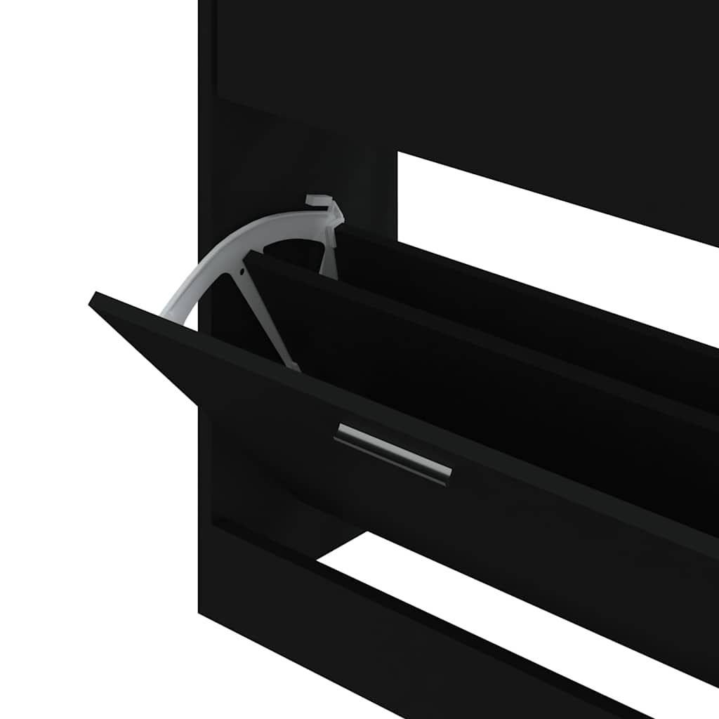 Armoire à chaussures Noir 63x24x81 cm Bois d'ingénierie - XIOS
