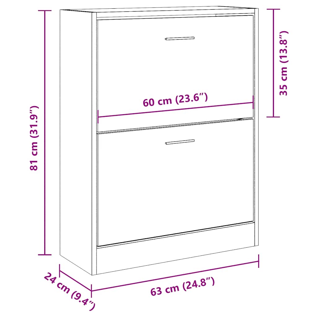 Armoire à chaussures Noir 63x24x81 cm Bois d'ingénierie - XIOS