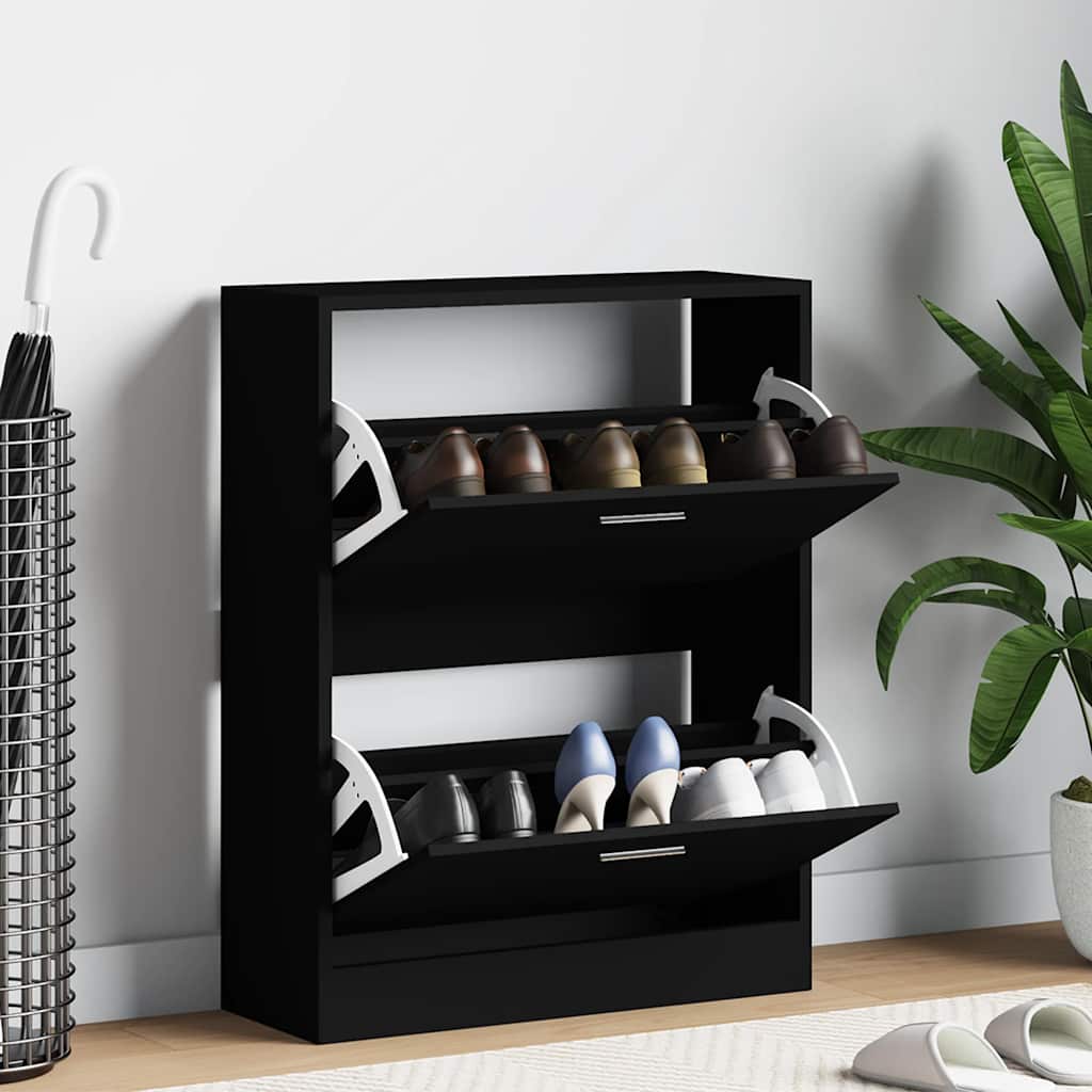 Armoire à chaussures Noir 63x24x81 cm Bois d'ingénierie - XIOS