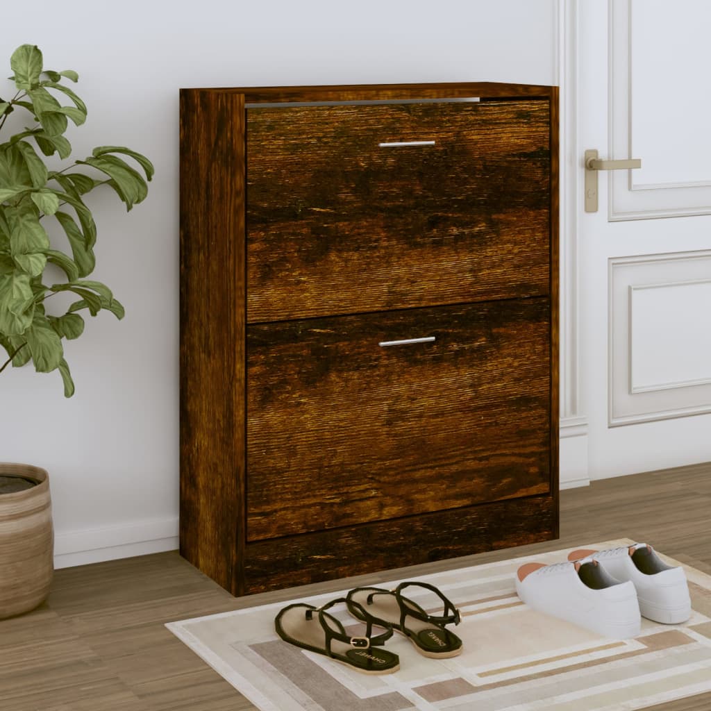 Armoire à chaussures Chêne fumé 63x24x81 cm Bois d'ingénierie - XIOS
