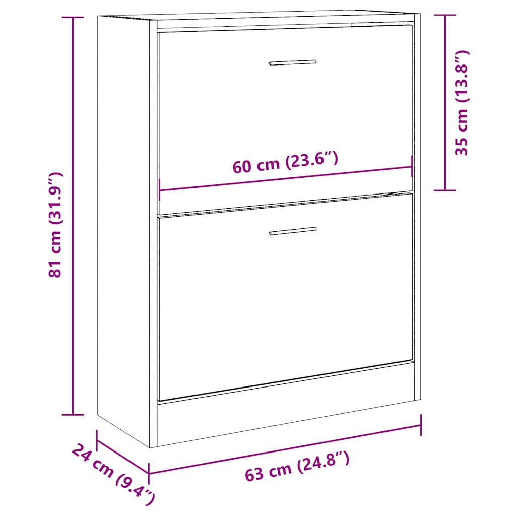 Armoire à chaussures Chêne marron 63x24x81 cm Bois d'ingénierie - XIOS