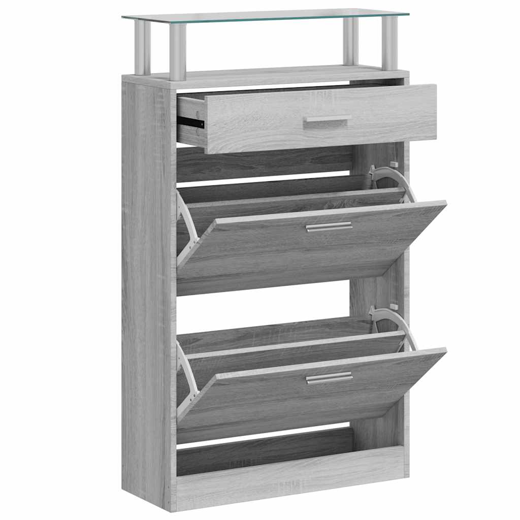 Armoire à chaussures Sonoma gris 63x24x104 cm Bois d'ingénierie