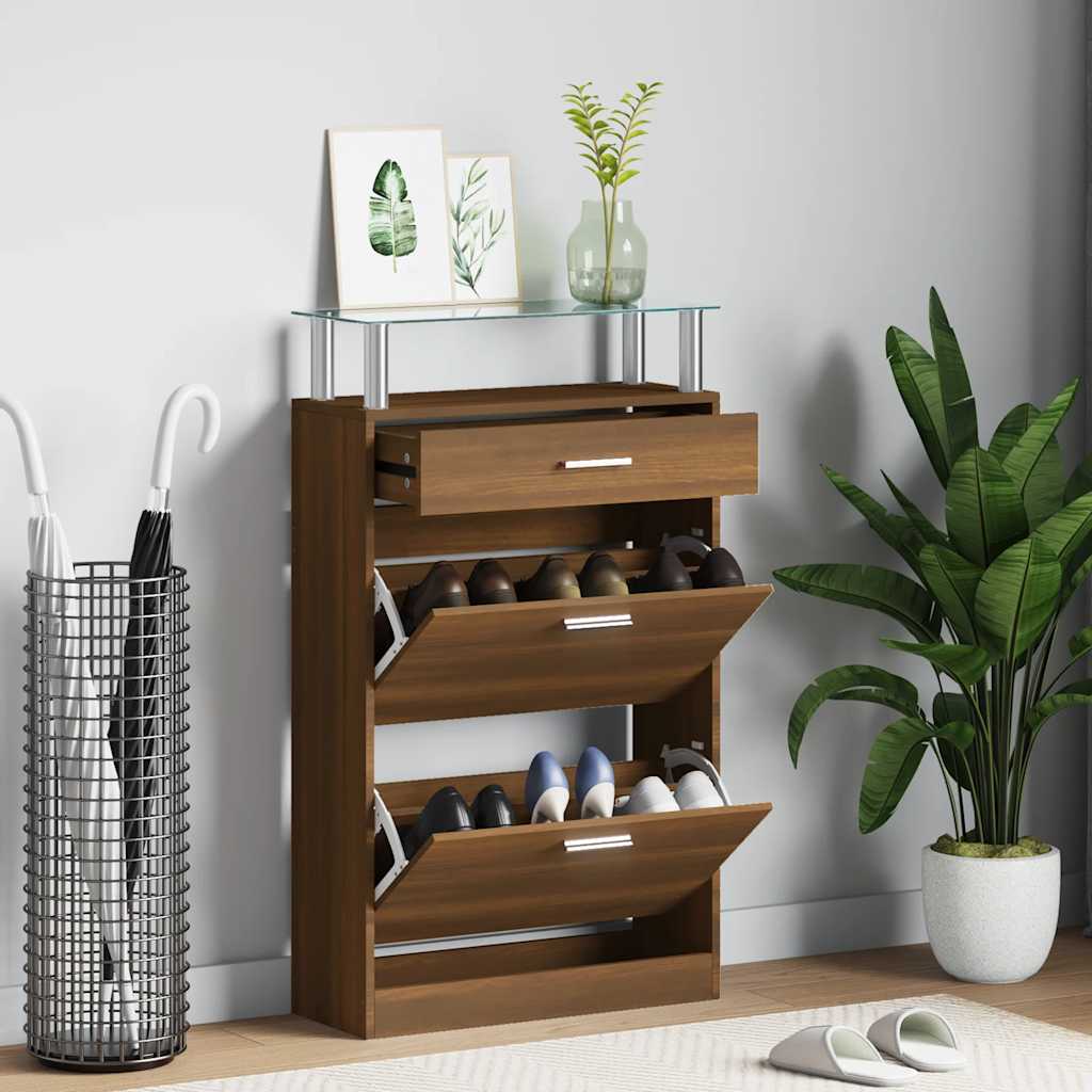 Armoire à chaussures Chêne marron 63x24x104cm Bois d'ingénierie