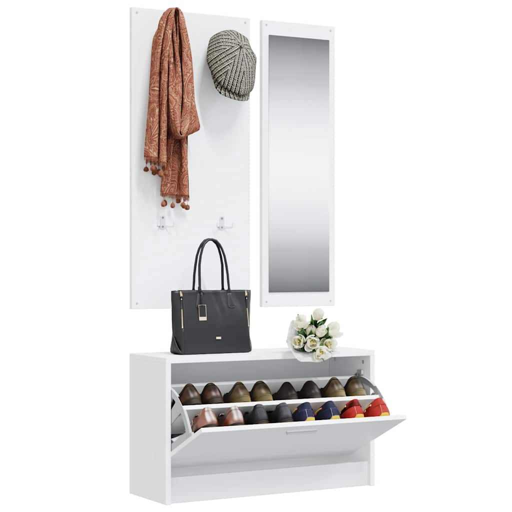 Ensemble d'armoires à chaussures 3-en-1 Blanc Bois d'ingénierie - XIOS
